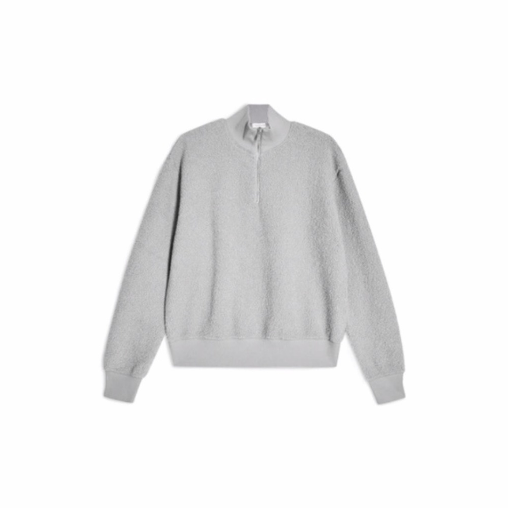 TopShop Grey Fluffy Funnel Half Zip Sweater - Picture 2 of 9